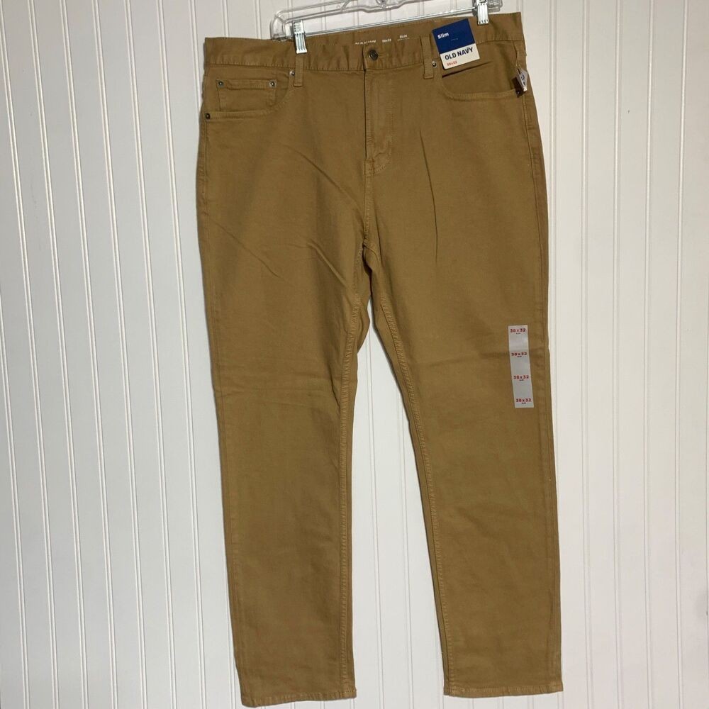 Old Navy Mens 38x32 Khaki Slim Built-In Flex Rotation Jeans Straight Leg Pants